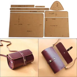 Borsa a tracolla Casual fatta a mano fai-da-te pacchetto cilindro modello di carta Kraft modello di borsa artigianale in pelle fatta a mano 23cm * 10.5cm