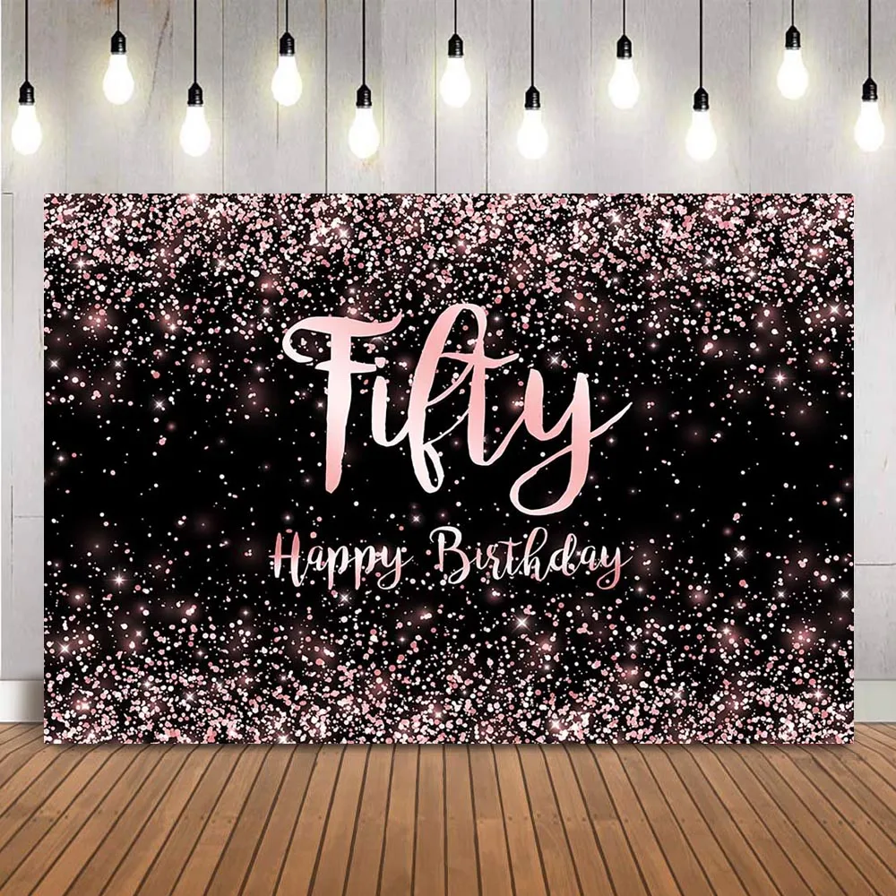 

Rose Glitter Birthday Backdrop fifty Fabulous Photo Background Studio Shiny Birthday Theme Party Decoration Supplies Props