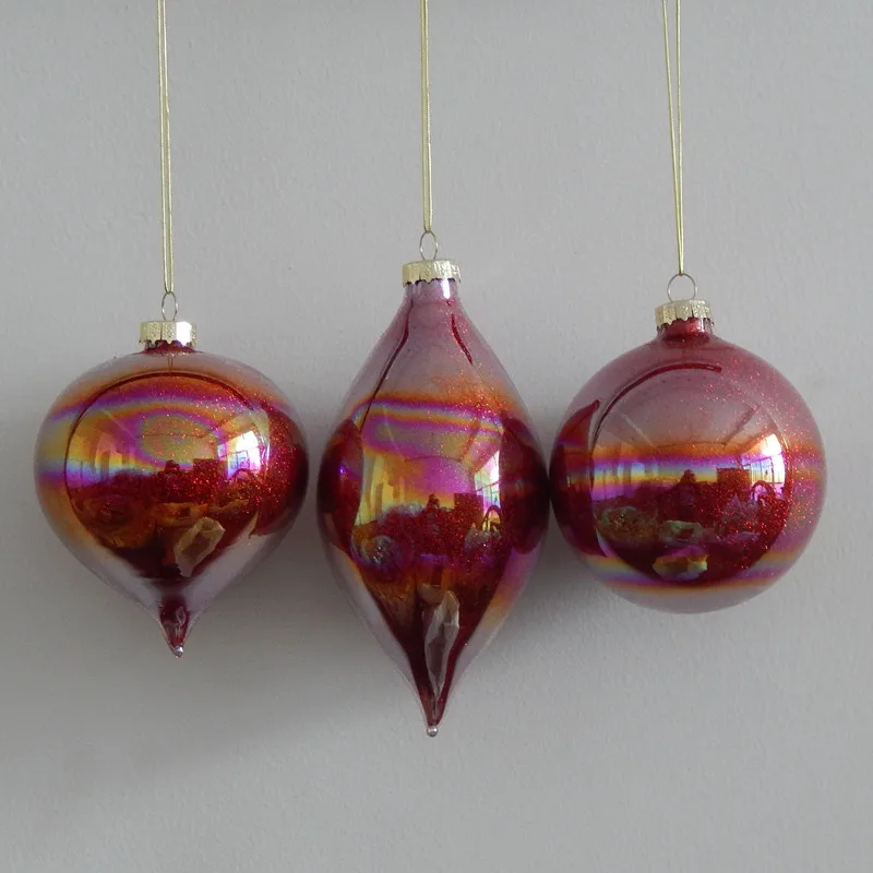 12pcs/pack Diameter=8cm Pearl Lustre Color Powder Glass Globe Home Decoration Christmas Tree Hanger Festival Hanging Ornament