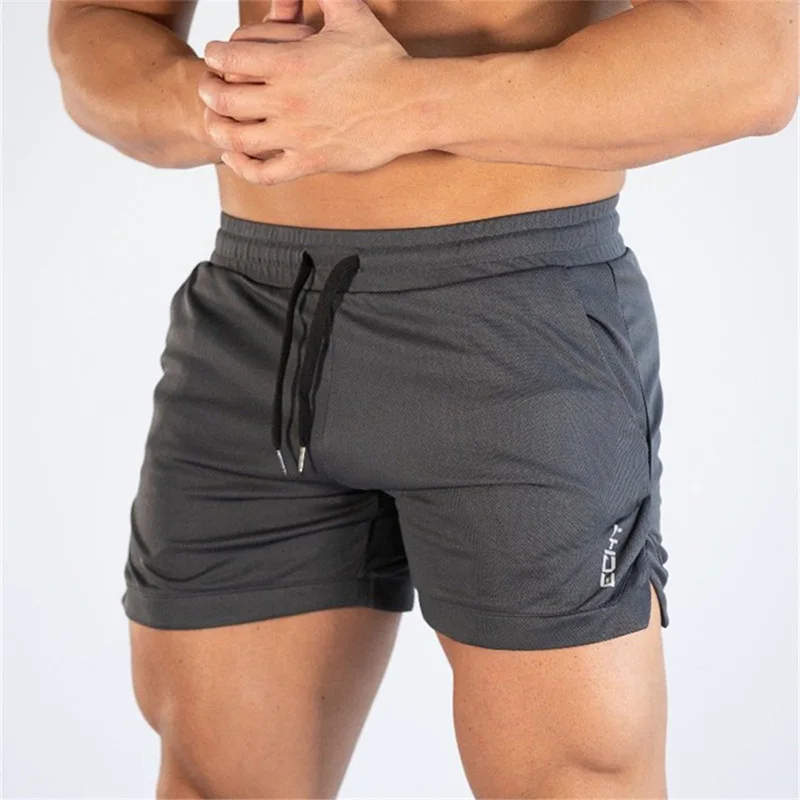 New Men Fitness Bodybuilding Shorts Man Summer Gyms Workout Male Breathable Mesh Quick Dry Sportswear Jogger Beach Short Pants