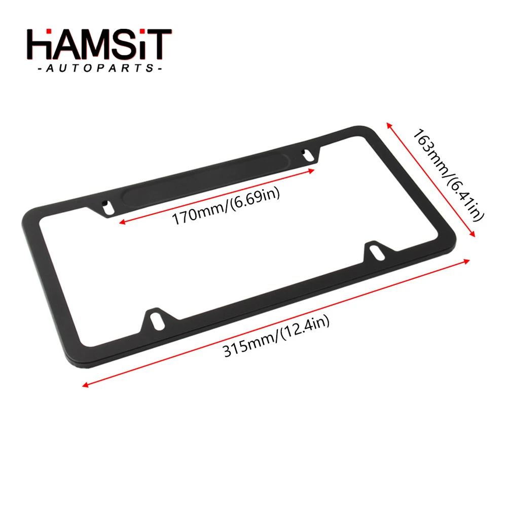 Hamsit 4-hole aluminum alloy license plate frame universal For American regulation car license plate frame Car modification