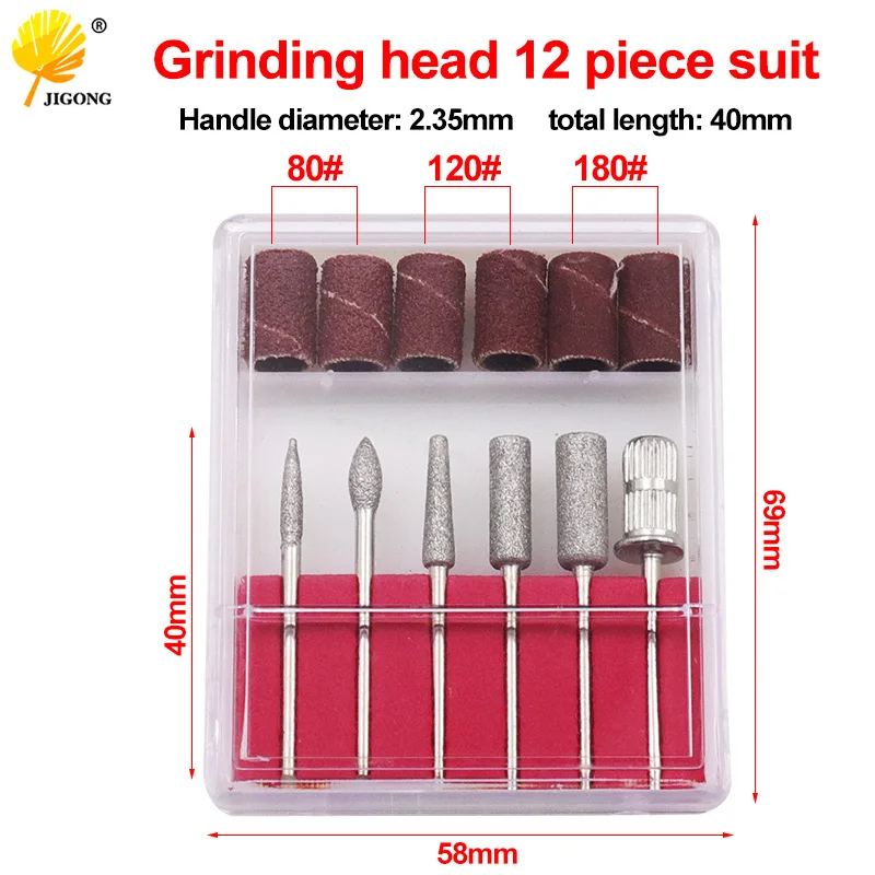 12pcs Mini Nail Drill Bit Set Quartz Abrasive Tools Electric Drill Bits Nail Art Equipment Grinding Head Tool Kit