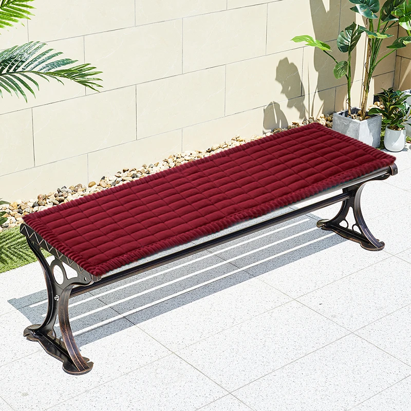 Winter Park Warm Cushions Wooden Long Bench Soft Velvet Iron Art Garden Seat For Non-slip Office Chair Pillow Home Decor