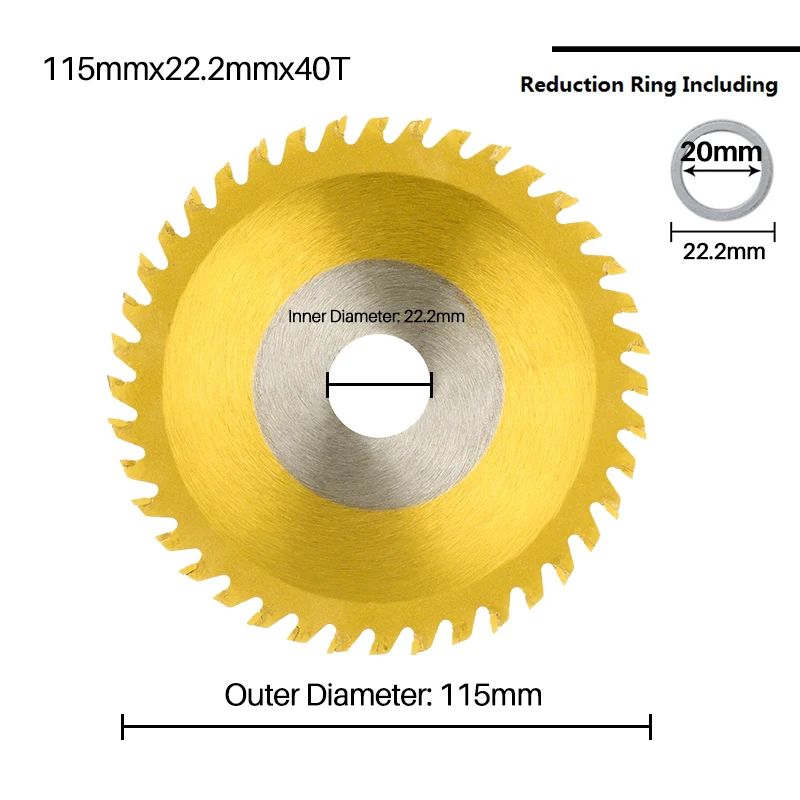 Imagem -02 - Xcan-a Circular Derrubada Carboneto Viu a Lâmina 40t Titânio Revestido Disco do Corte do Tct 115 mm Madeira Plástico Acrílico