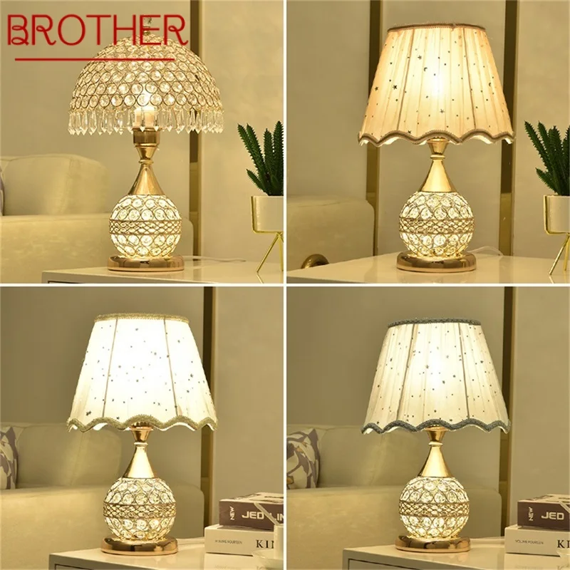 

BROTHER Crystal Desk Lamp Dimmer Remote Control Bedside For Home Luxury Modern Creative Table Light Wedding Room