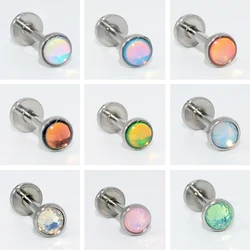 1PC Opal CZ Gem Lip Labret Stud Surgical Stainless Steel Tragus Ear Cartilage Helix Earring Body Percing Jewelry Internally 16G