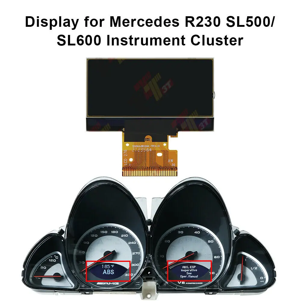 Replacement LCD Glass Display for Mercedes-Benz R230 SL500/SL600 SL55 SL56 AMG Instrument Cluster Speedometer Screen