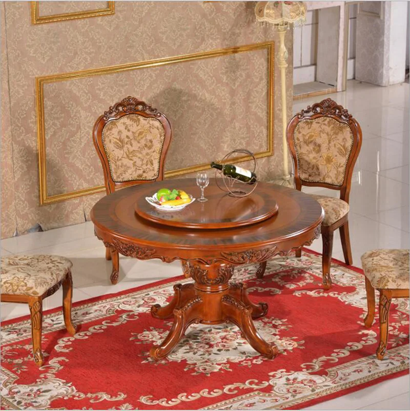 Modern Style Italian Dining Table, 100% Solid Wood Italy Style Luxury round Dining Table Set o1127