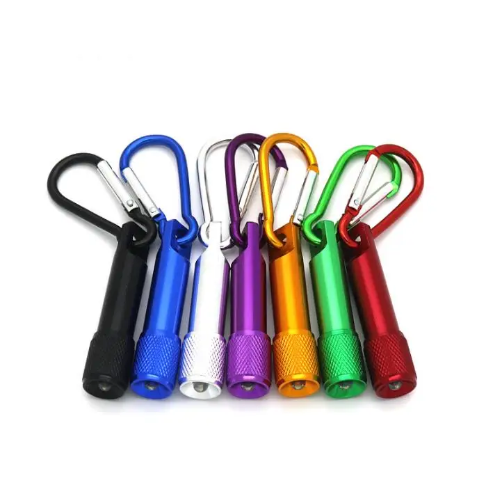 200pcs/lot Mini LED Flashlight Carabiner Mountaineering Buckle Torch Clip Keychain Camping Hiking Glare Can Customize logo SN