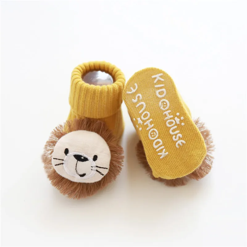 Baby Socks Floor Non-slip Cotton Cartoon Newborn Socks 3D Lion/bow 2020 Autumn Winter Baby Girls Boys Soft Warm Cute Boots