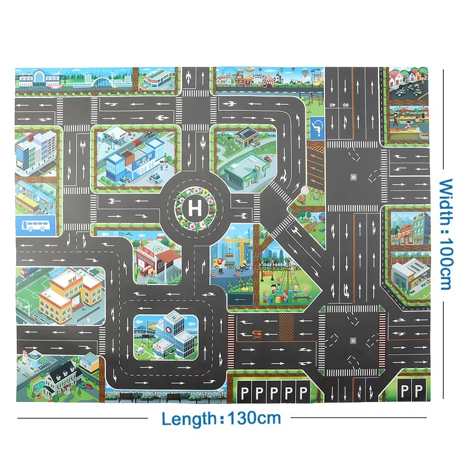 130*100 Baby Educational Mat Children City Traffic Paper Road Carpet Map Boys Girls Developing Play Mat Kids Bedroom Floor Rugs