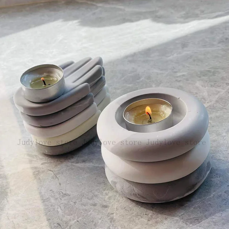 Silicone Plaster Tealight Holder, Concrete Molds for Jar, DIY Epoxy Resin Jewelry, Ring Box, Round Bowl, Candlestick Cement Mold