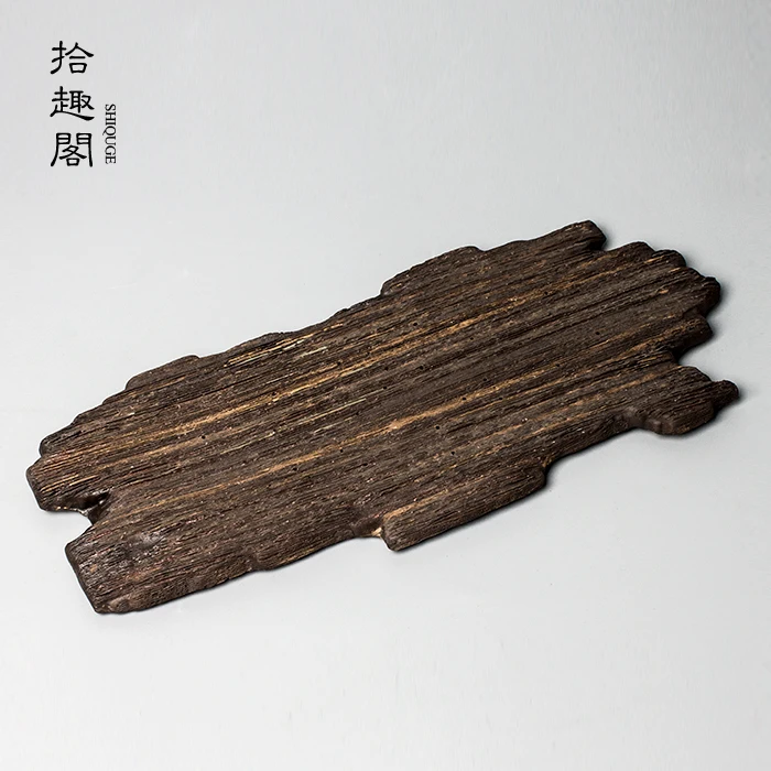 

Japanese style dry bubble tray long ceramic tea tray imitation rotten wood household Kung Fu tea set Retro Tea Set