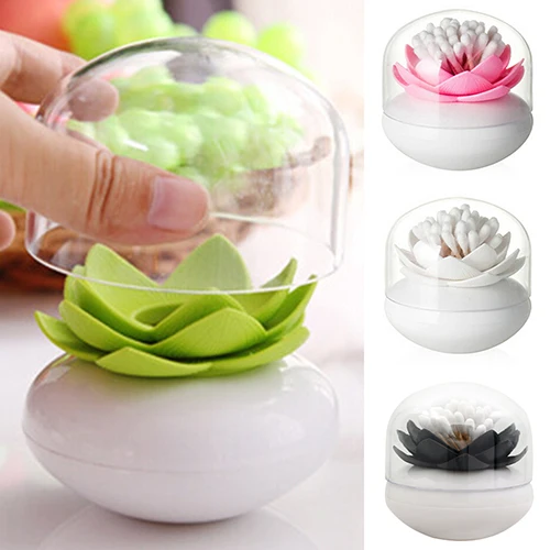 1 Pc Lotus Home Decor Toothpick Cotton Bud Swab Holder Storage Box 4 Colors