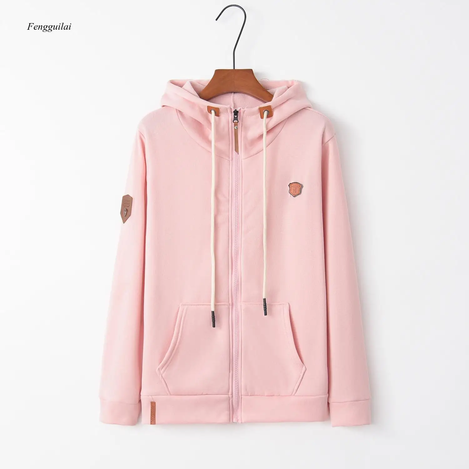 Women Hoodies Fashion Autumn Winter Long Sleeve Pink Female Zipper Sweatshirt  Cotton Girl Coat S-5Xl