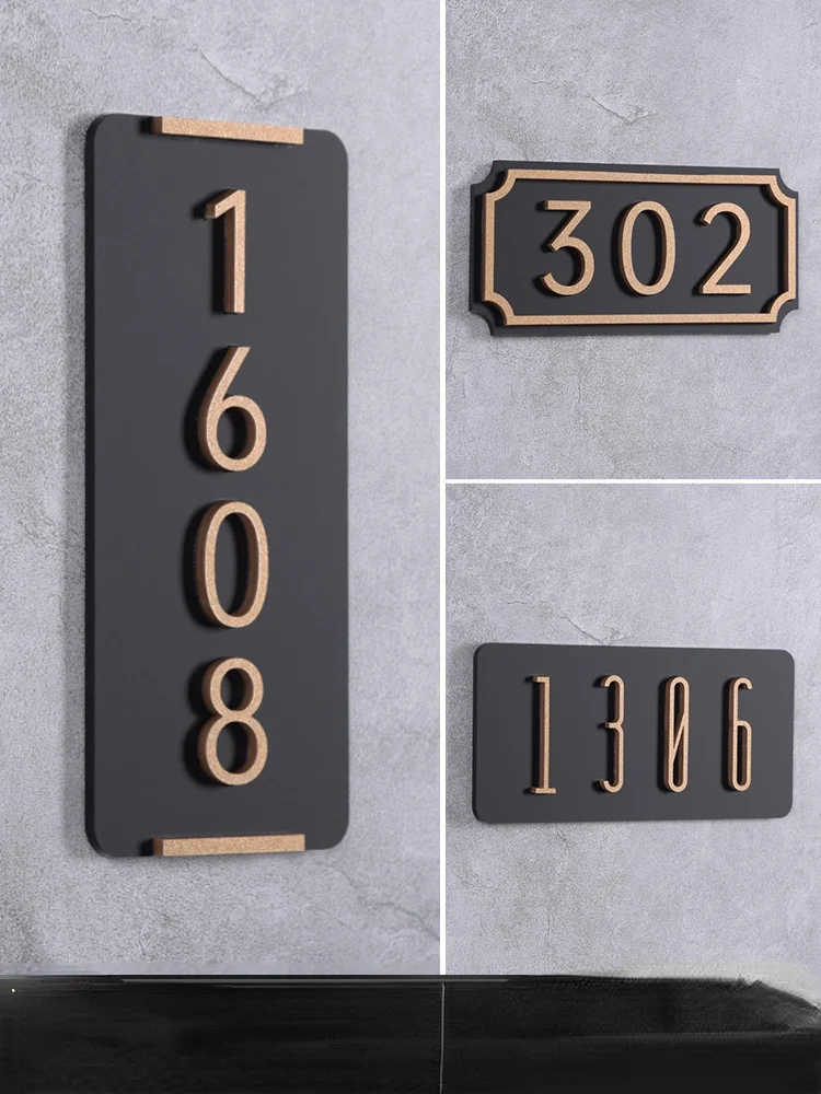 Acrylic Double-Deck Home Digital Door Plate Sticker Room Number Card Number Plate Custom Creative