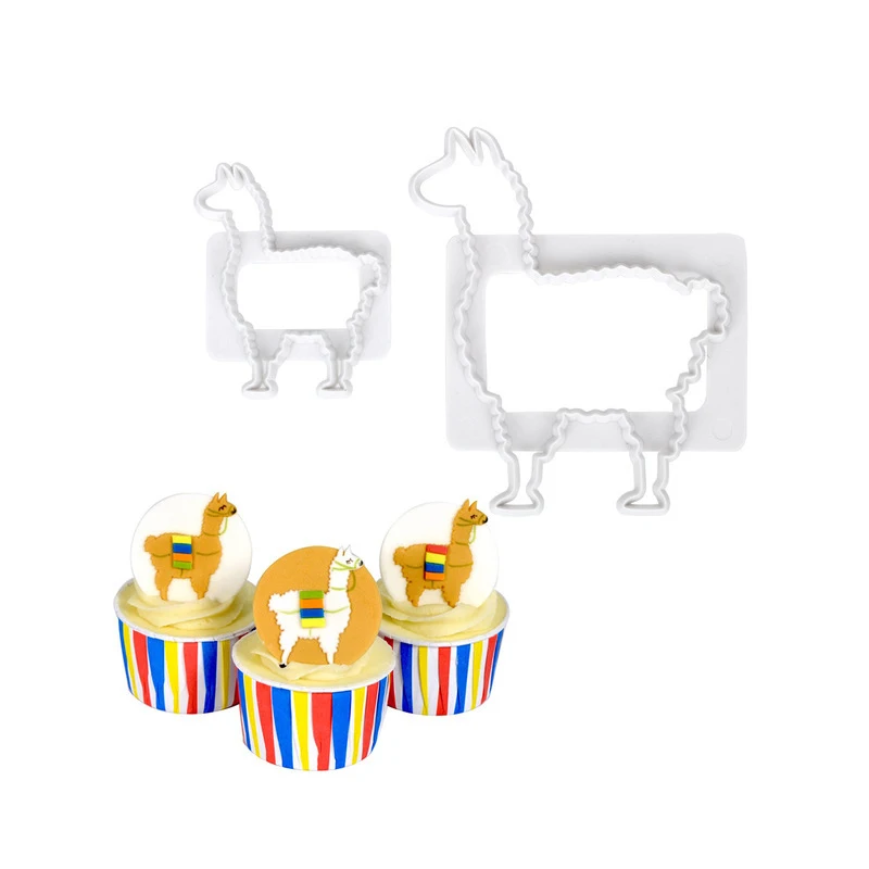 Alpaca Cookie Cutter Plastic Biscuit Knife Baking Fruit Cake Kitchen Tools Mold Embossing Printing