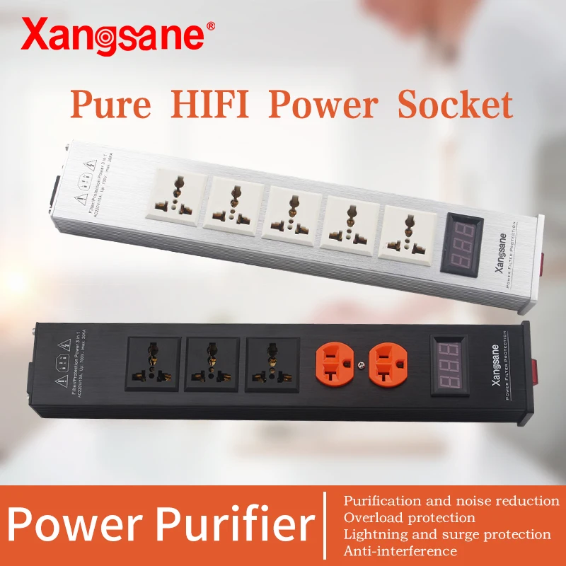 

Xangsane universal US socket HiFi power filter 220V/15A power cable plug overload protection hifi Power Socket