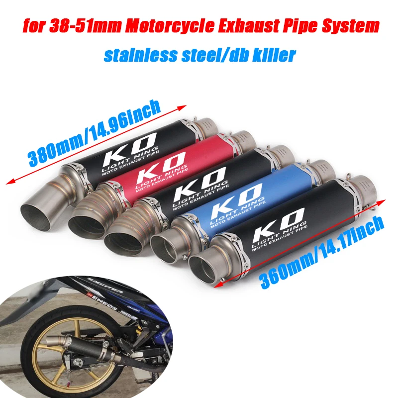 

38-51mm Header Motorcycle Exhaust Silencer System Escape Stainless Steel Exhaust Muffler Pipe With Removable DB Killer Silp on