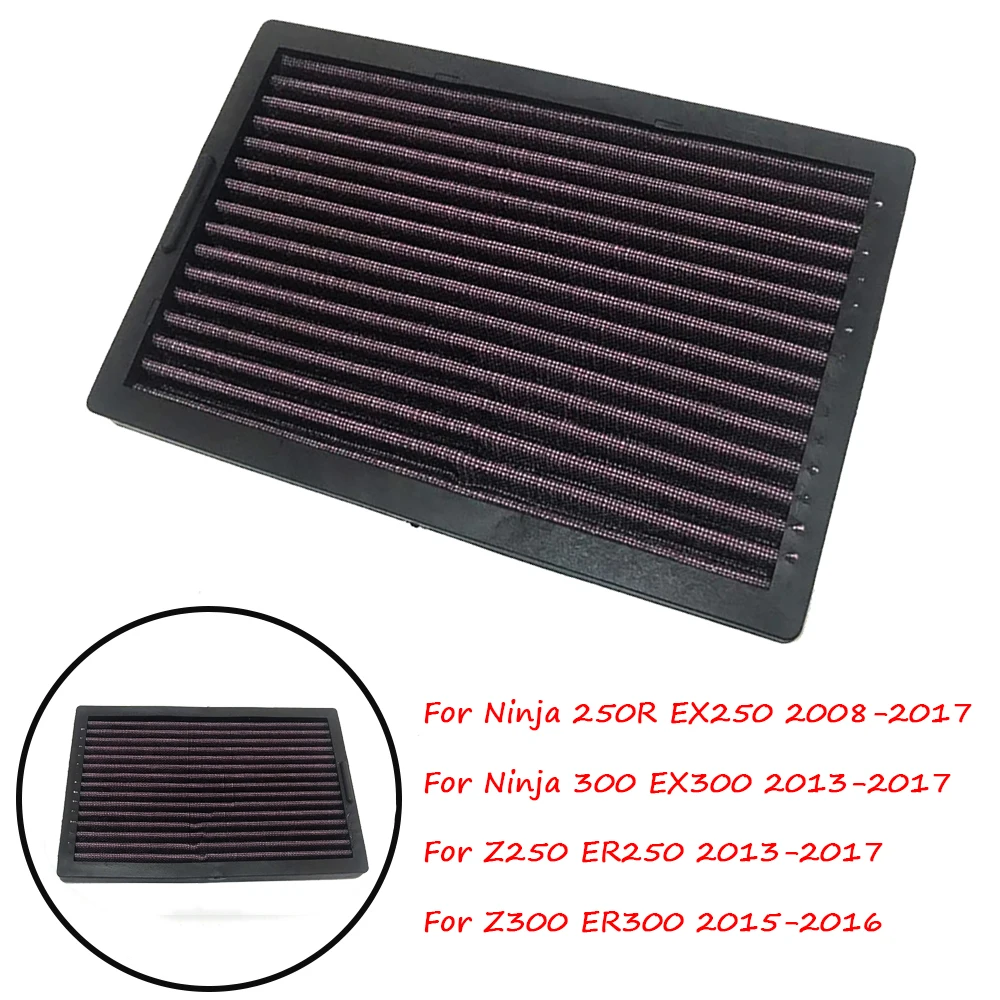 

Motorcycle Air Intake Filter Cleaner High Flow Non-woven Fabric Air Filter For Kawasaki Ninja 250R 300 Z250 Z300 EX250 EX300