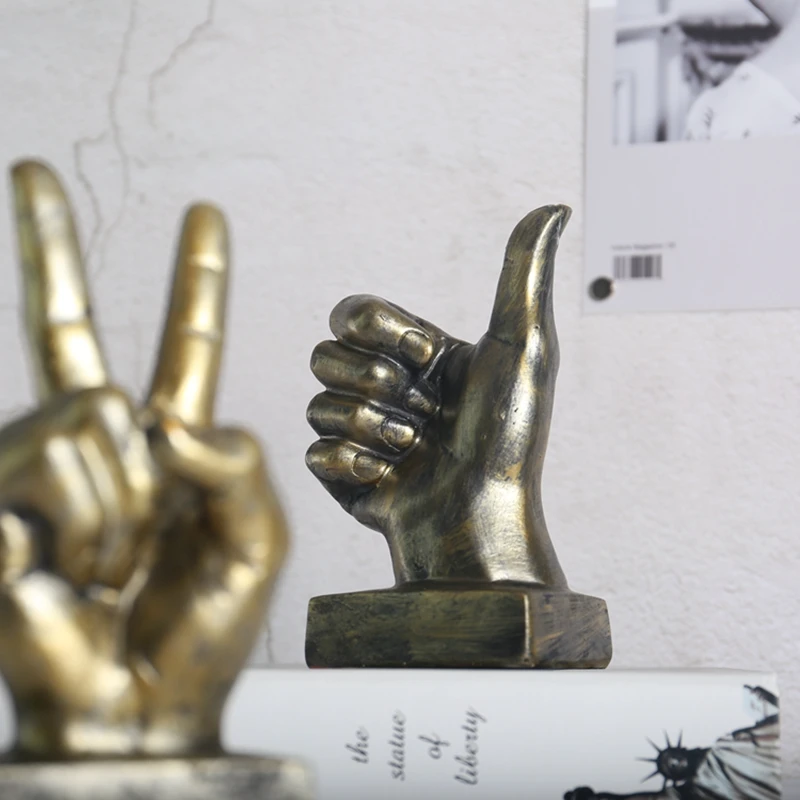 Encourage Gesture Statue Praise Victory OK Hand Finger Gesture Figurine Resin Sculpture Ornaments Home Living Room Office Decor