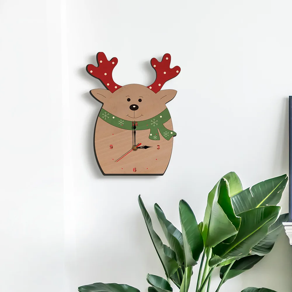 Creative cartoon christmas wall clock living room Home Decoration Christmas elk Decoration Clock