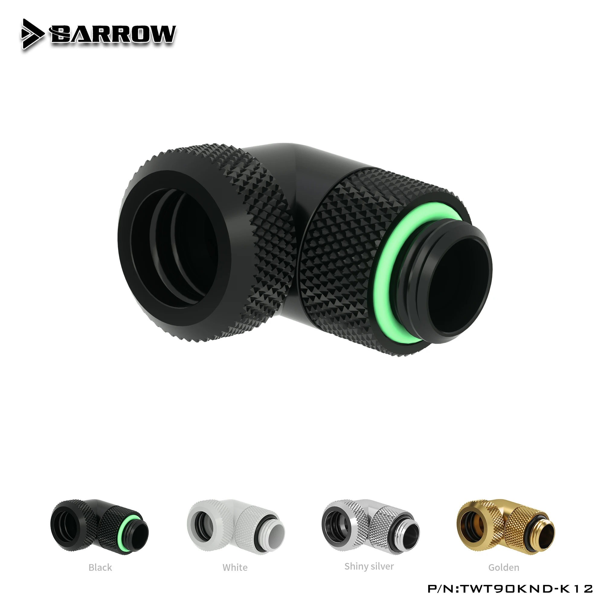 Barrow TWT90KND-K12/TWT90KND-K14 90 Degree Rotary Hard Tube Fittings G1/4 Adapters For OD12mm/14mm Hard Tubes Copper