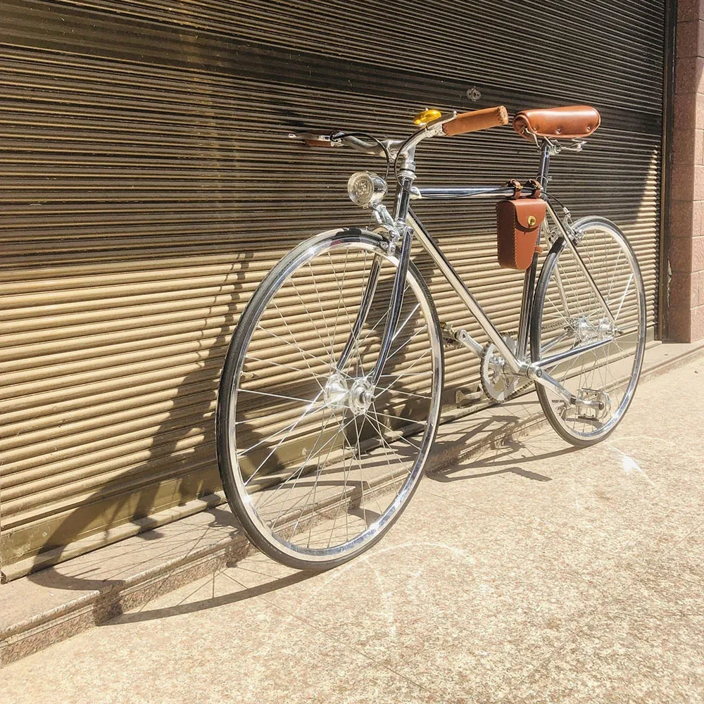 Vintage Bike Single Speed Bicycle With Steel Frame 700C Wheelset Flip-flop Hub Retro Light Bell