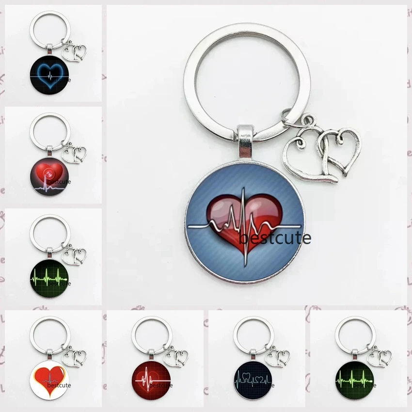 Love Heartbeat Heartbeat Love At First Sight Dome Glass Keychain Men And Women Love Heartbeat Chart Gift