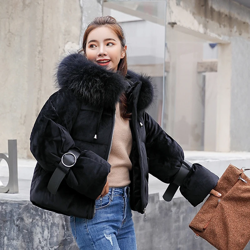 Winter Jacket Women 2020 New This Down Cotton Padded Coat Big Fur Hooded Loose Clothes Korean Parkas Abrigo Mujer LWL969