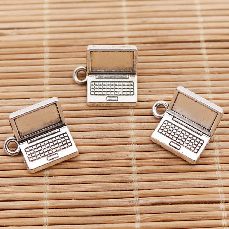 10pcs Silver Color 3D Laptop Computer Pendants DIY Charms For Necklace Bracelet Jewelry Crafts Making 15*10mm A1914