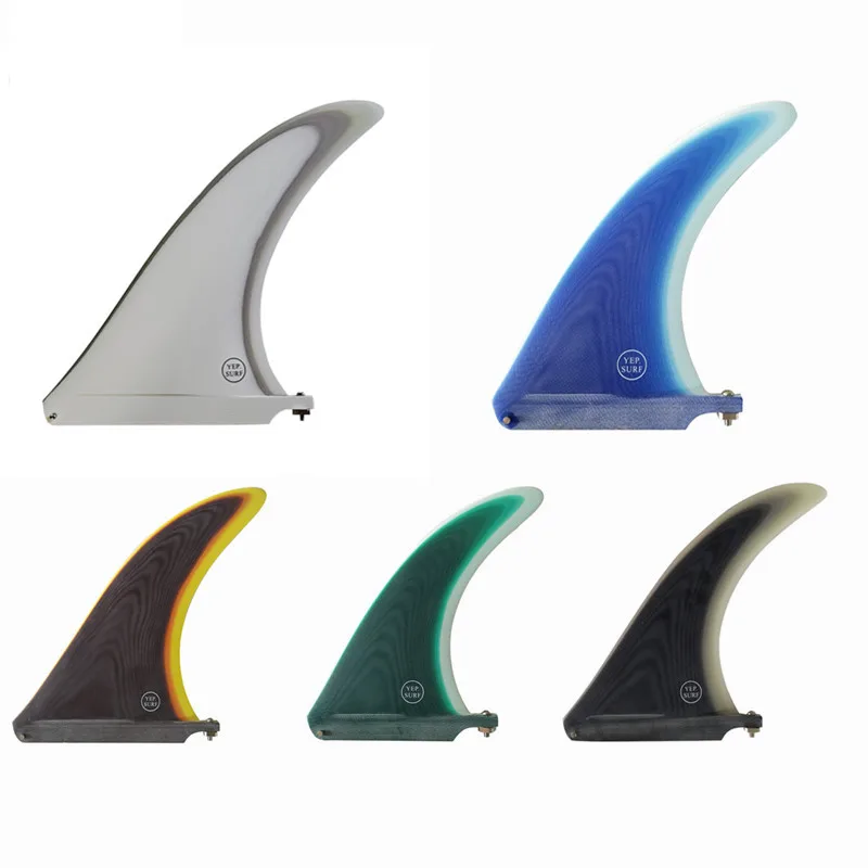 Surf Longboard Fins Fiberglass 8 inch YepSurf Fin White/Blue/Black/Brown/Green color Fin Surfboard Fin single fins