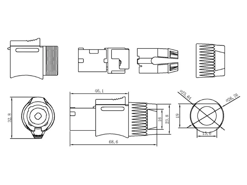 High quality 15pcs / lot Copy high quality NAC3FCA 3 Pole PowerCON Cable Connector Powerkon AC Power Connector Blue