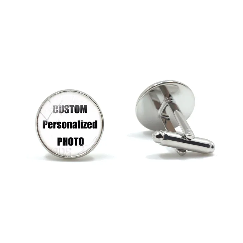 Personalized Custom Photo Cufflinks Mum Dad Baby Children Grandpa Parents Custom Designed LOGO Cufflinks For Anniversary Gift