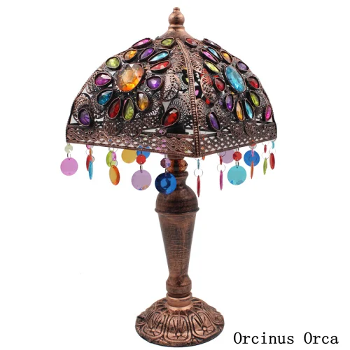 Southeast Asia retro iron art desk lamp living room bedside lamp Mediterranean exotic Creative Color desk lamp free shipping