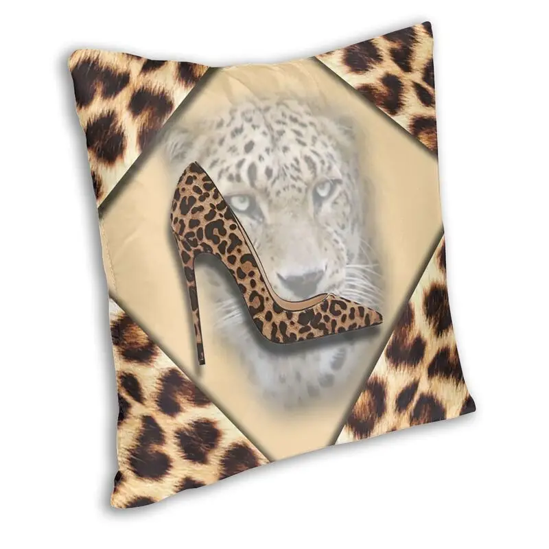 Luxury Leopard High Heel And Face Design Throw Pillow Cover Decoration Custom Square Cushion Cover 45x45 Pillowcover for Sofa