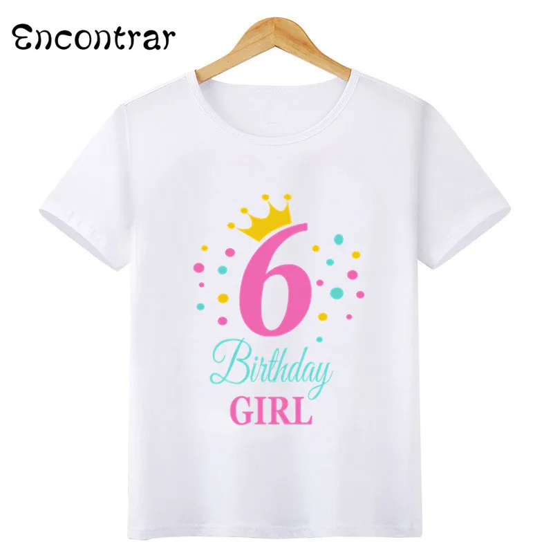 Kids T-shirt Summer Children Clothes Birthday Girls Tshirt Party Tshirt Short Sleeve Tees 2 3 4 5 6 7 8 9 Years Presents,HKP2488