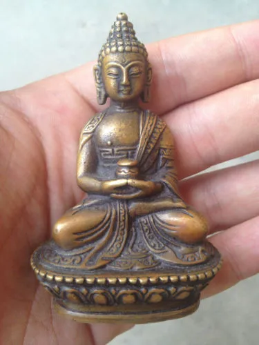 

Antique bronze collection brass Buddha, small sitting Buddha, Sakyamuni, pharmacist Buddha, antique bronze ornaments