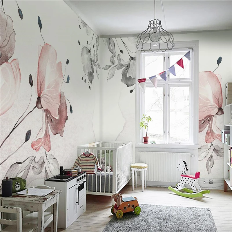 beibehang custom Nordic watercolor flowers wallpapers living room decoration small fresh wall paper bedroom decor TV background