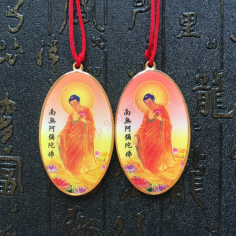 Namo Amitabha, Avalokitesvara, stainless steel pendant, safety amulet, Buddhist necklace pendant