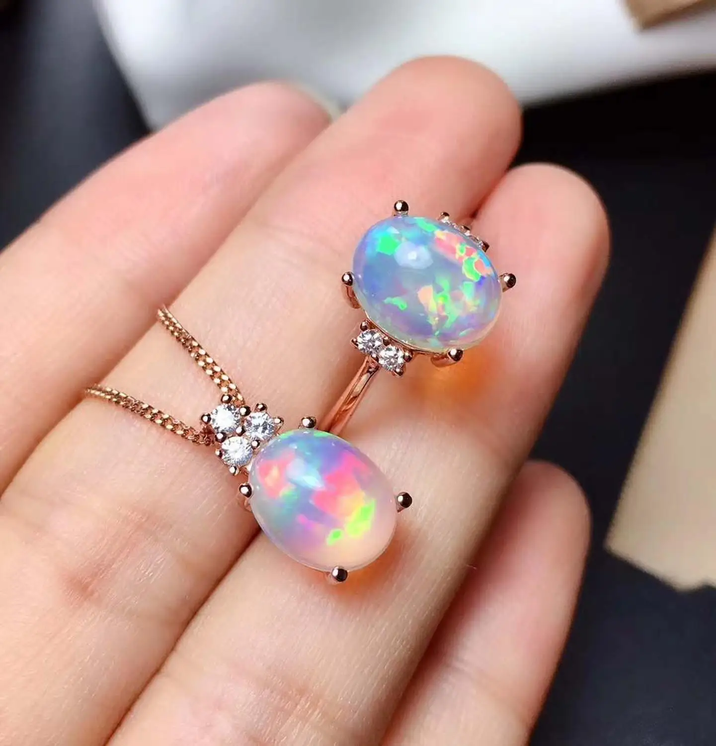 

Natural Real Opal jewelry set Natural Real Opal 925 sterling silver 1pc pendant,1pc ring