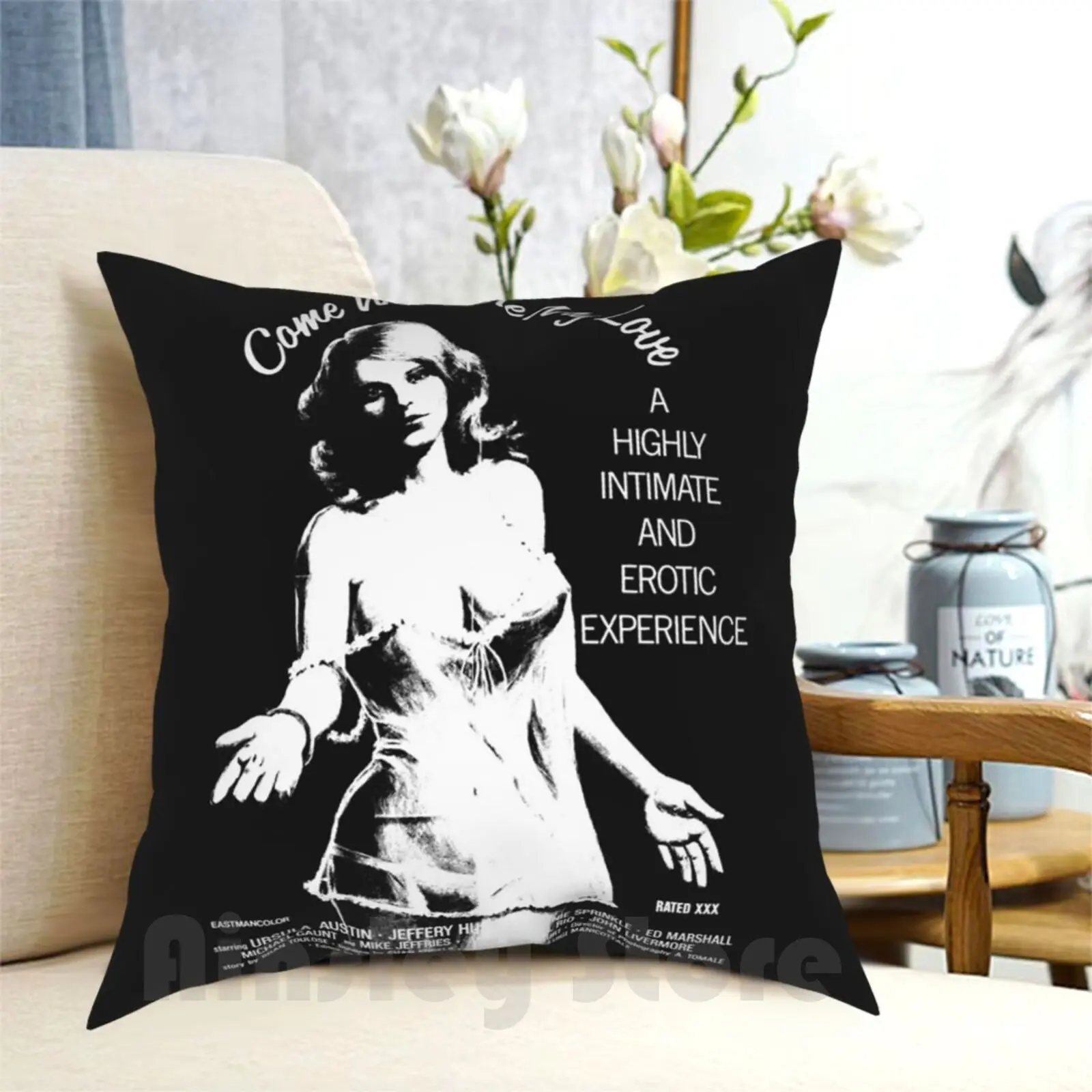 Come With Me My Love Pillow Case Printed Home Soft Throw Pillow Vintage Retro Erotic Erotic Movies Exploitation Movies