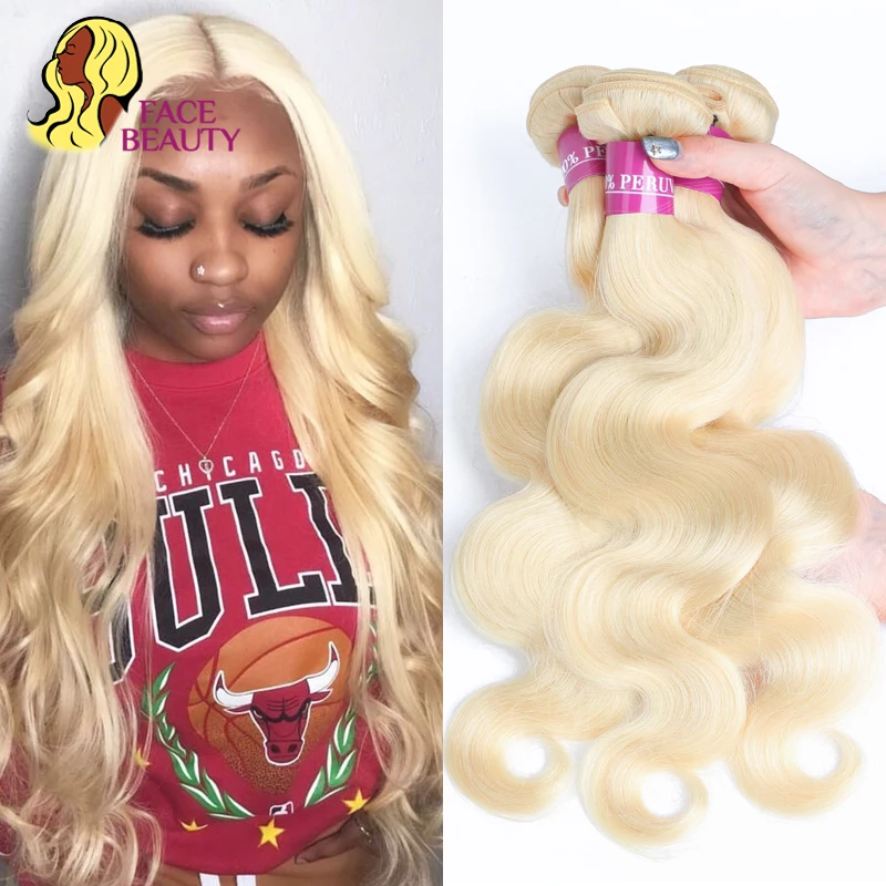 613 Blonde Hair Extension 1/3/4 Brazilian Hair Weave Bundles Body Wave Remy Human Hair Long Bundle 26 28 30 32 34 36 38 40 Inch