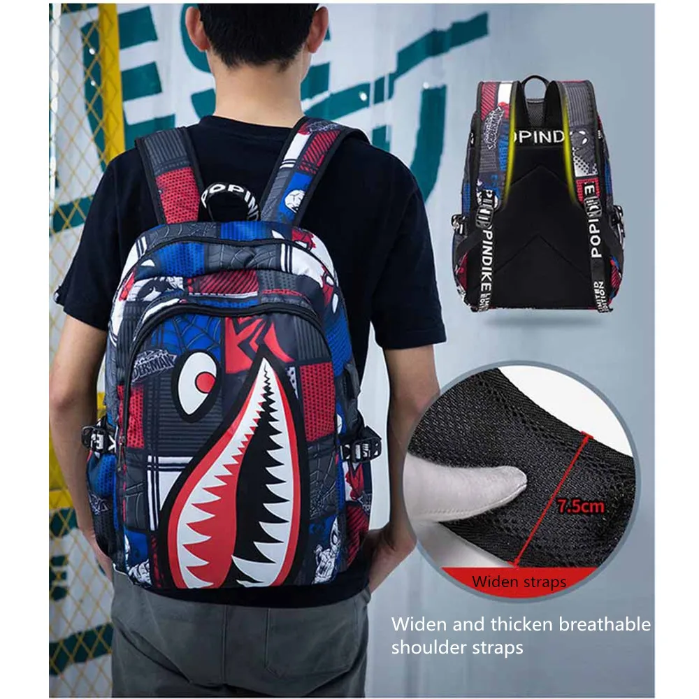 anime backpack Elementary Bookbag Travel Rucksack Cartoon Shark Print Primary School Student Satchel Backpack Mochila Infantil