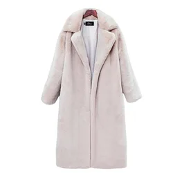 Women's Autumn and Winter Warm Coat Long Lapel Coat Faux Fur Loose Fashionable Thickened