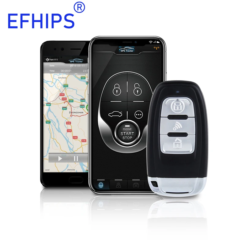 EFHIPS GSM GPS smart remote engine starter start stop pke keyless entry car alarm alarms system