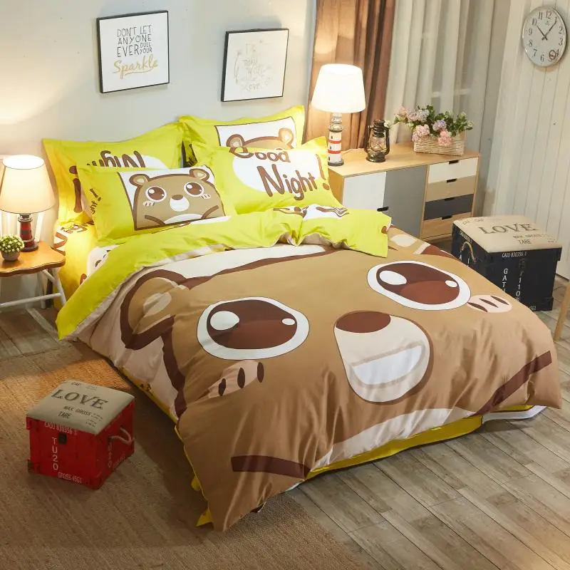 3/4pcs 100%Cotton 15 styles cute cartoon Bedding set for kids girls boys Duvet Cover set Bedsheet Pillowcases Twin Queen Size