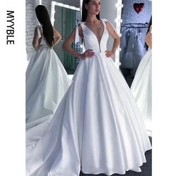 Customized Wedding Dress 2023 Lace Scoop A-Line Elegant Satin Long Princess Vintage Bridal Dress Sexy Wedding Gown Custom Made