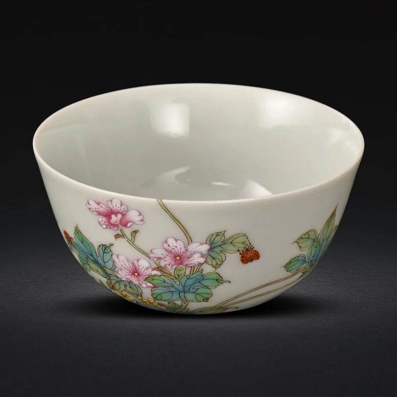 hand-painted insects and plants pastel master cup single cup jingdezhen ceramics by hand kung fu tea sample tea cup