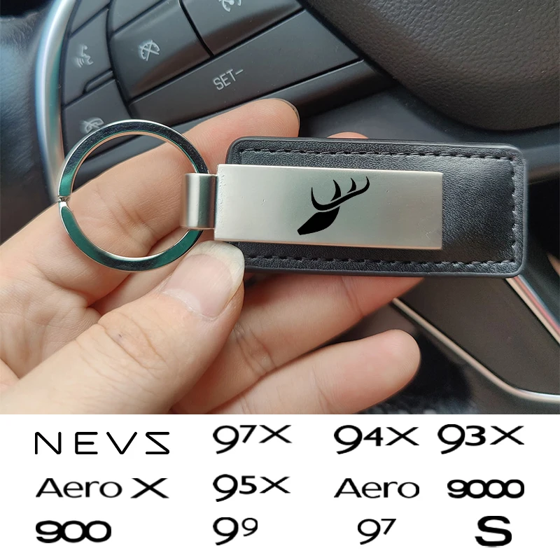 New leather metal car key chain keychain car key ring for Saab 9-1 9-3 9-4 9-5 9-9 9000 Hirsch Sonett car Accessories